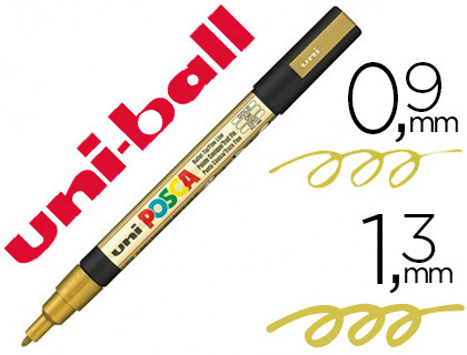 Marqueur posca pc3m gouache encre inodore toutes surfaces pointe fine conique couleur opaque couvrante or