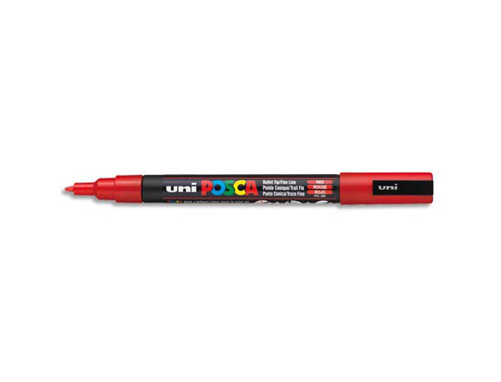 Marqueur posca pc3m gouache encre inodore toutes surfaces pointe fine conique couleur opaque couvrante rouge