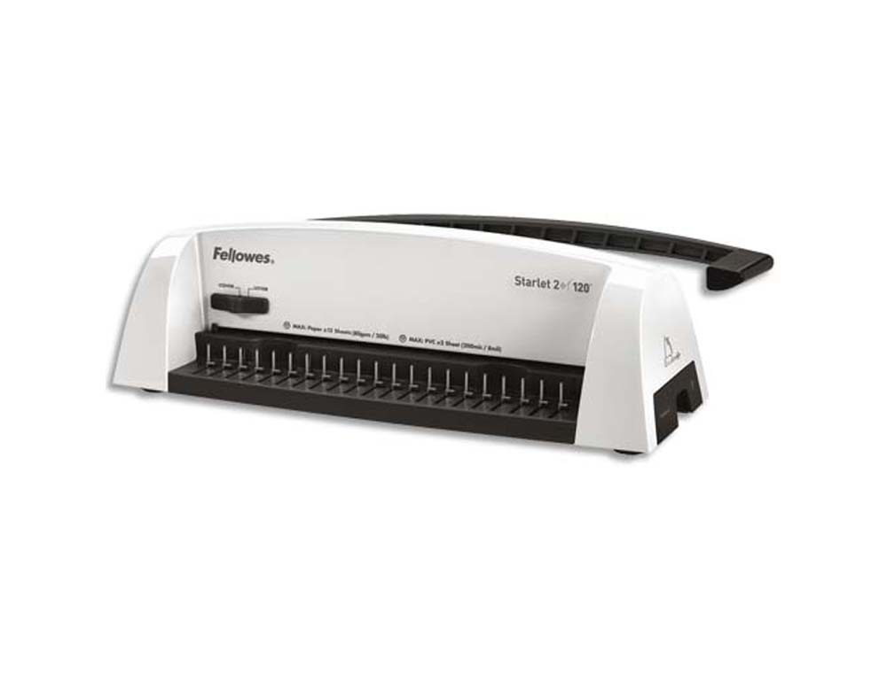 Perforelieur fellowes starlet 2+ a4 capacité 12f tiroir stockage anneaux sélecteur épaisseur document