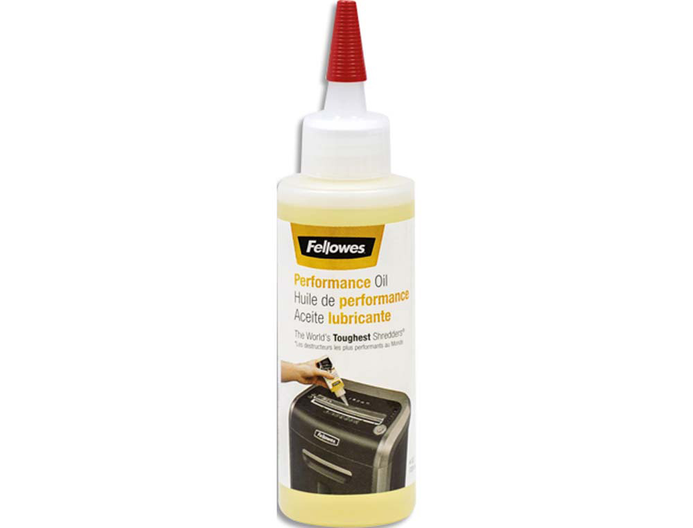 Huile lubrifiante fellowes pour destructeurs documents maximise performance prolonge durée déchiquetage flacon 125ml