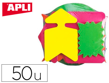 Étiquette affichage apli agipa éclaté non effaçable 120x160mm carton fluo 780g assortiment jaune/orange lot 50 unités