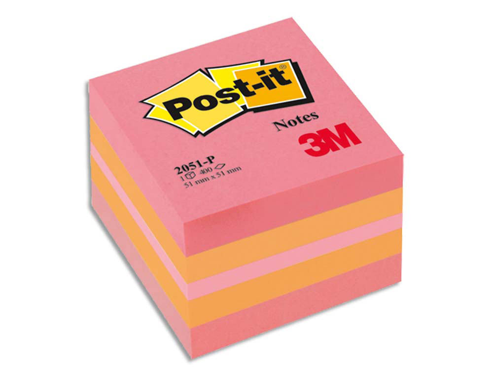 Bloc-notes post-it minis 51x51mm 400f repositionnables coloris plaisir