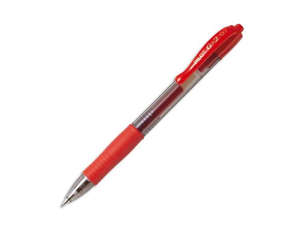Roller pilot g2+ 7 ecriture moyenne 0.4mm encre gel retractable rechargeable corps translucide grip caoutchouc rouge