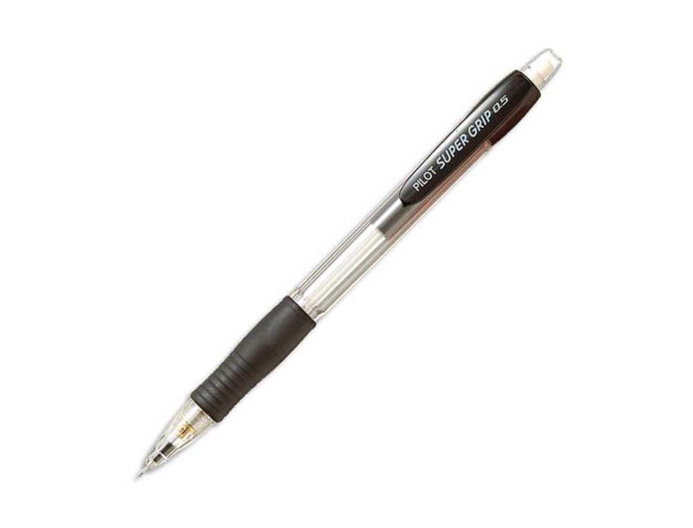 Porte-mine pilot super grip 0.5mm avance automatique canon rentrant grip caoutchouc corps ergonomique coloris noir