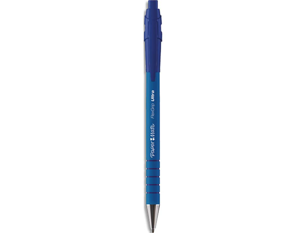 Stylo-bille paper mate flexgrip ultra écriture moyenne 0.7mm encre douce corps strié anti-glisse rétractable bleu