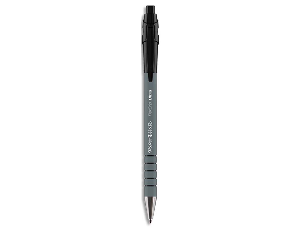 Stylo-bille paper mate flexgrip ultra écriture moyenne 0.7mm encre douce corps strié anti-glisse rétractable noir