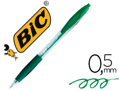 Stylo-bille bic atlantis écriture moyenne 0.5mm encre douce bille réctractable corps cristal clip grip préhension vert