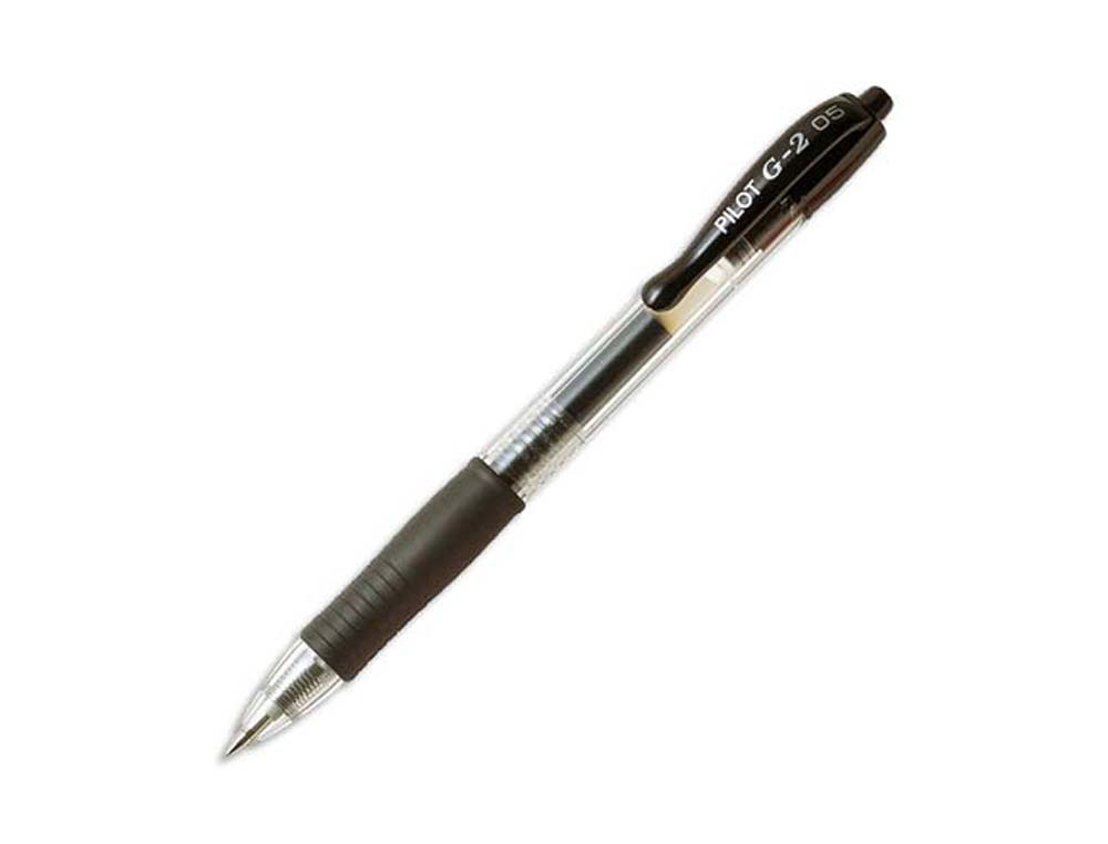 Roller pilot g2+ 5 ecriture fine 0.3mm encre gel retractable rechargeable corps translucide grip caoutchouc noir