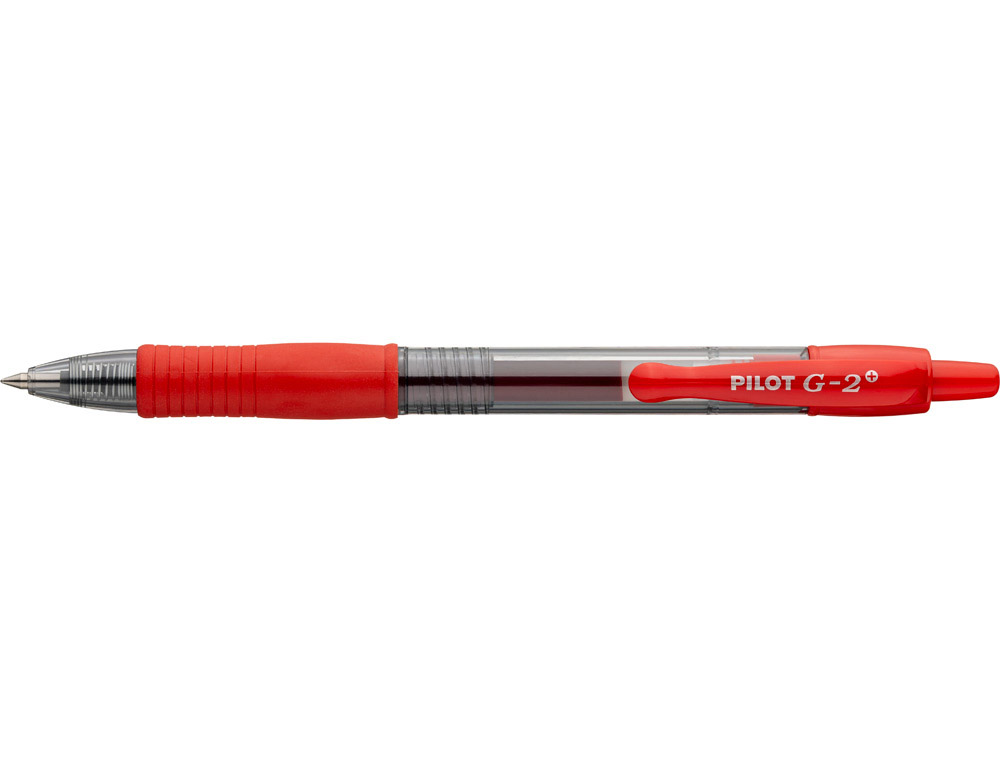 Roller pilot g2+ 5 ecriture fine 0.3mm encre gel retractable rechargeable corps translucide grip caoutchouc rouge