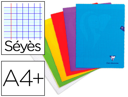 Cahier piqué clairefontaine mimesys couverture polypropylène a4+ 24x32cm 48 pages 90g réglure séyès coloris assortis