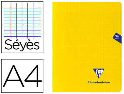 Cahier piqué clairefontaine mimesys couverture polypropylène a4 21x29,7cm 96 pages 90g réglure séyès coloris jaune