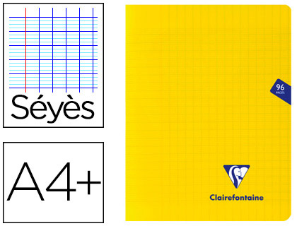 Cahier piqué clairefontaine mimesys couverture polypropylène a4+ 24x32cm 96 pages 90g réglure séyès coloris jaune