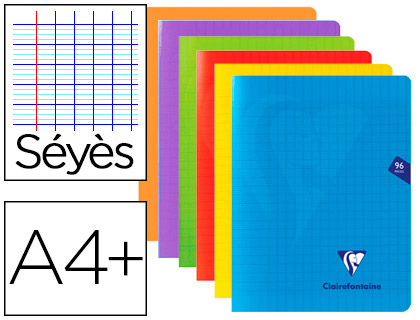 Cahier piqué clairefontaine mimesys couverture polypropylène a4+ 24x32cm 96 pages 90g réglure séyès incolore