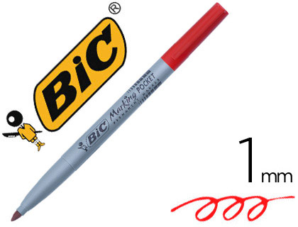 Marqueur bic permanent marking 1445 tracé 1mm encre base alcool inodore corps plastique multiusage coloris rouge