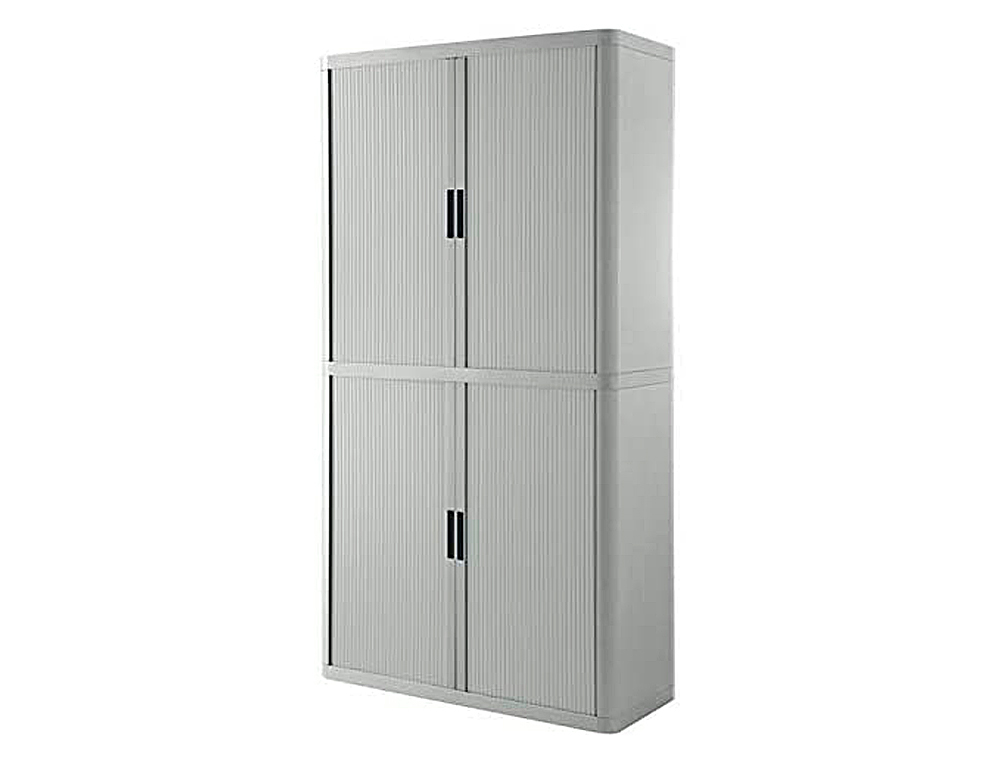 Armoire paperflow easyoffice 4 tablettes charge 75kg structure grise rideaux 204x110x41,5cm coloris gris