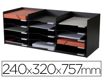Module classement paperflow superposable armoire 15 cases 240x320x757mm coloris noir