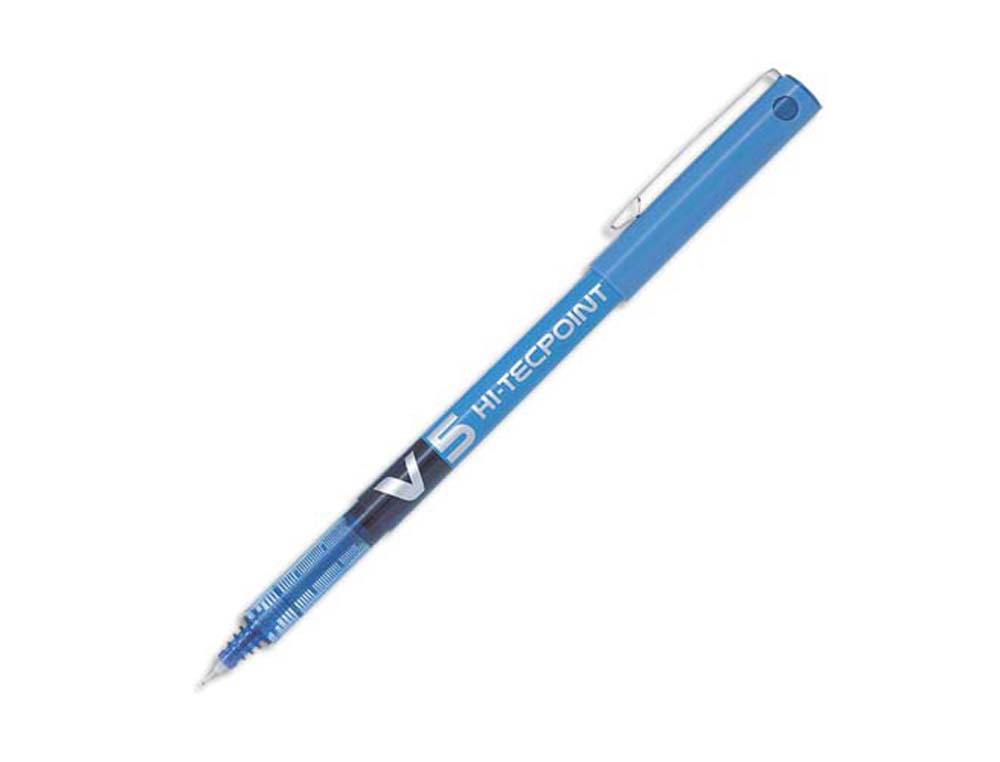 Stylo pilot v5 écriture fine 0.3mm clip métal encre liquide niveau visible pointe indéformable coloris bleu