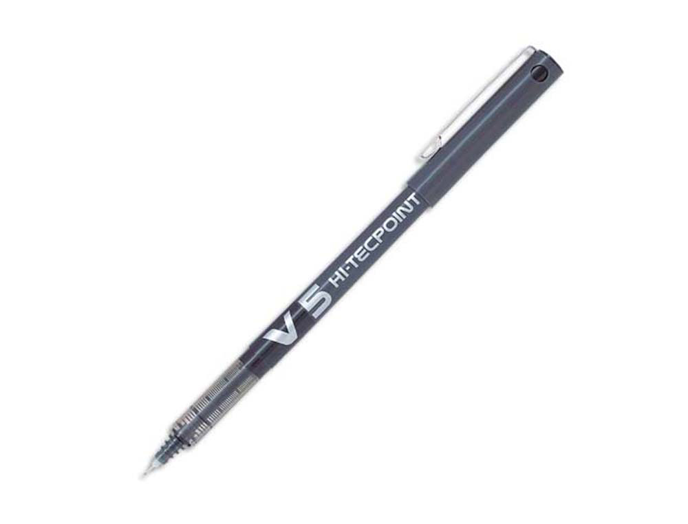 Stylo pilot v5 écriture fine 0.3mm clip métal encre liquide niveau visible pointe indéformable coloris noir