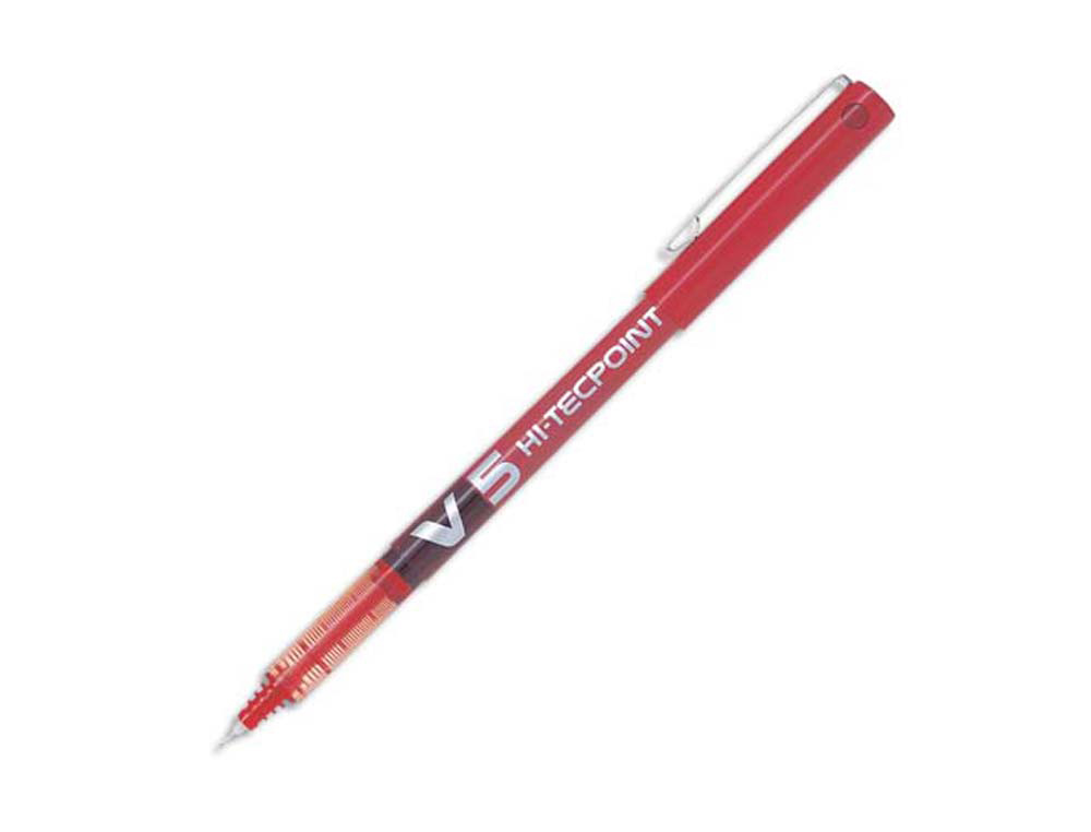 Stylo pilot v5 écriture fine 0.3mm clip métal encre liquide niveau visible pointe indéformable coloris rouge
