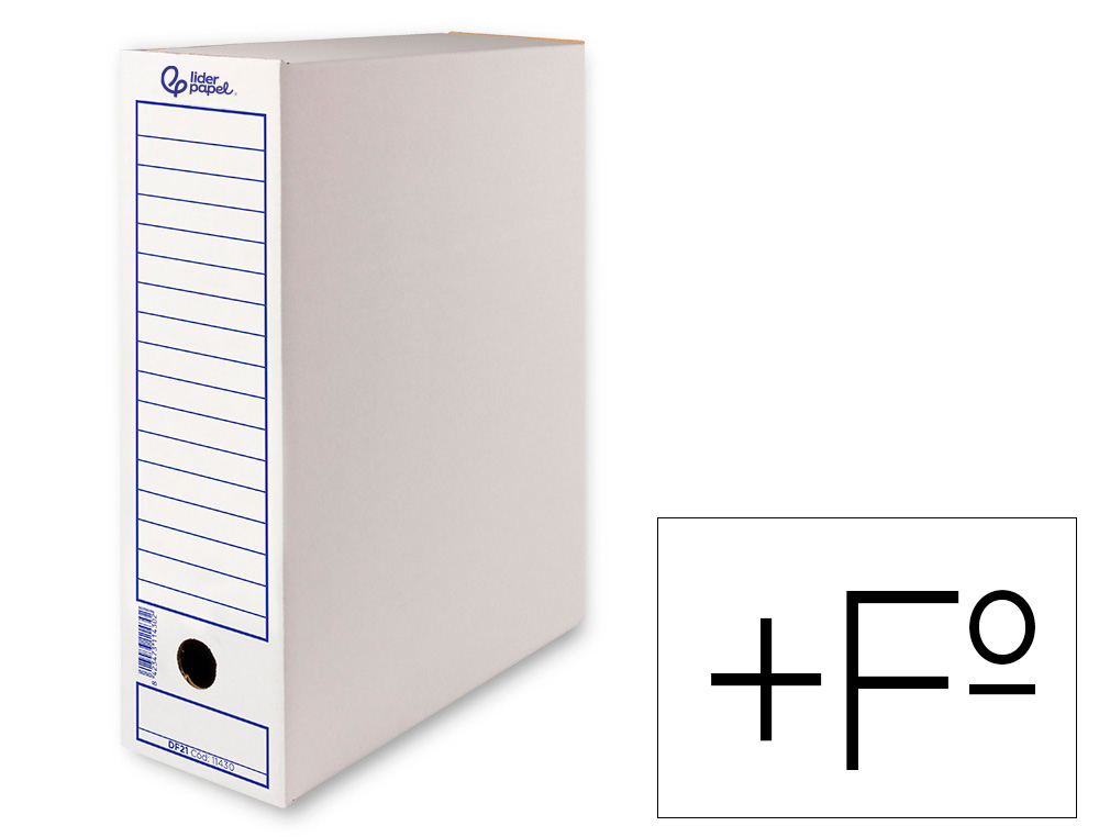 Boite a archives liderpapel carton recycle 325g/m2 dos    116mm 388x116x275mm coloris   blanc