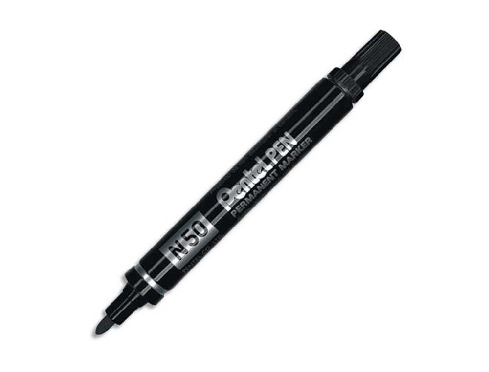 Marqueur pentel n50 permanent pointe ogive 4.3mm encre à solvant indélébile tous supports corps métal noir