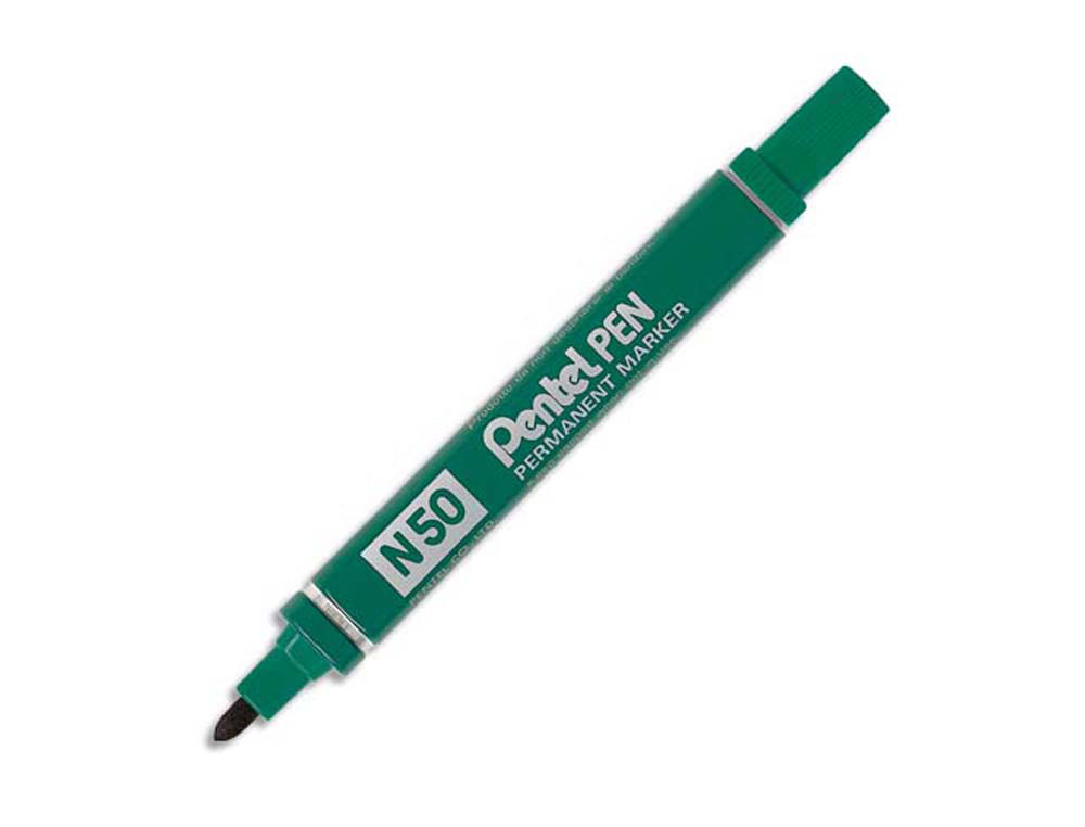 Marqueur pentel n50 permanent pointe ogive 4.3mm encre à solvant indélébile tous supports corps métal vert