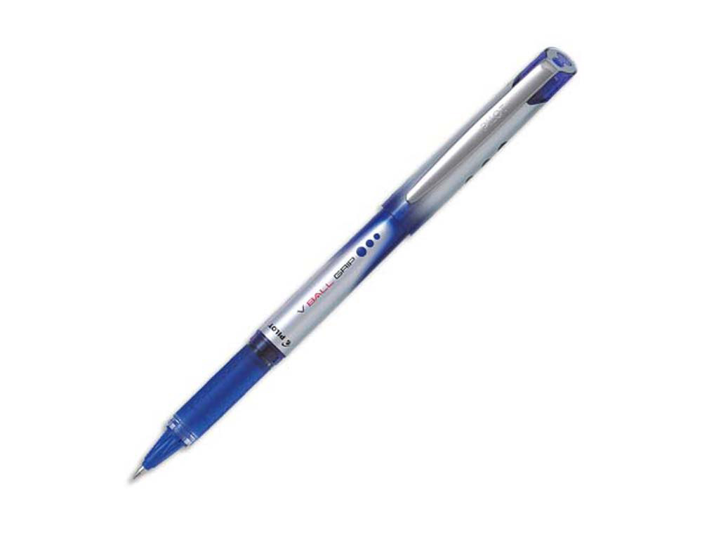 Roller pilot vball grip écriture moyenne 0.7mm pointe acier inoxydable niveau encre liquide visible grip caoutchouc bleu