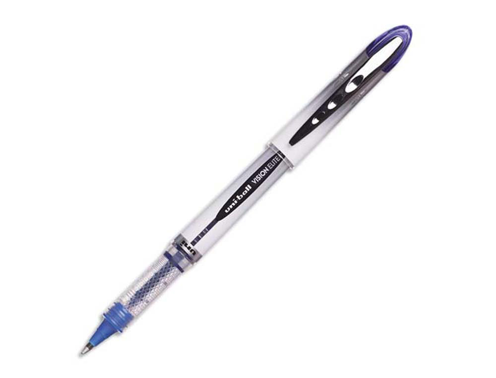 Roller uniball ub-200 vision élite écriture moyenne 0.5mm corps luxe gris encre liquide visible rechargeable bleu