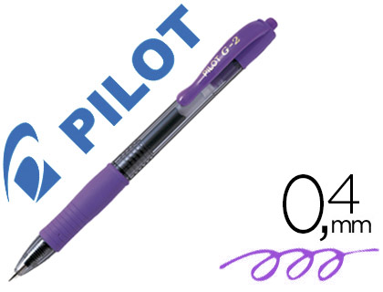Roller pilot g2+ 7 fun ecriture moyenne 0.4mm encre gel retractable corps translucide grip caoutchouc violet