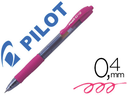 Roller pilot g2+ 7 fun ecriture moyenne 0.4mm encre gel retractable corps translucide grip caoutchouc rose