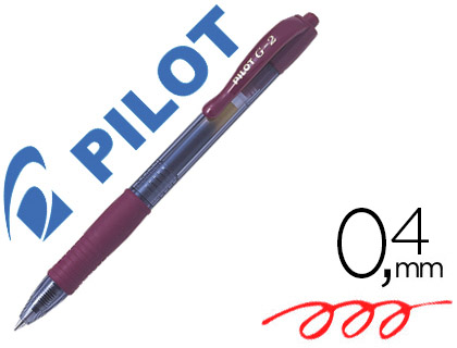 Roller pilot g2+ 7 fun ecriture moyenne 0.4mm encre gel retractable corps translucide grip caoutchouc bordeaux