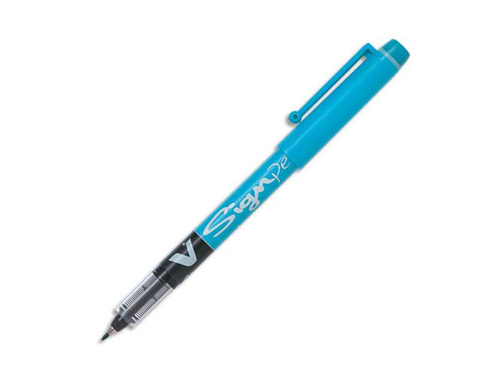 Stylo-feutre pilot v sign pen écriture moyenne 0.6mm pointe fibre polyester encre intense liquide coloris turquoise