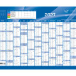 Calendrier annuel quo vadis horizontal 13 mois sur 1 face 65x43 cm fr bleu