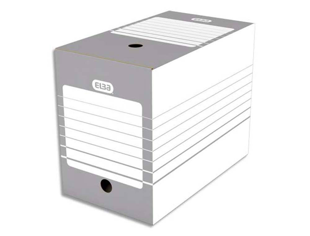 Boîte archives elba carton 466x440mm dos 200mm système montage automatique coloris gris