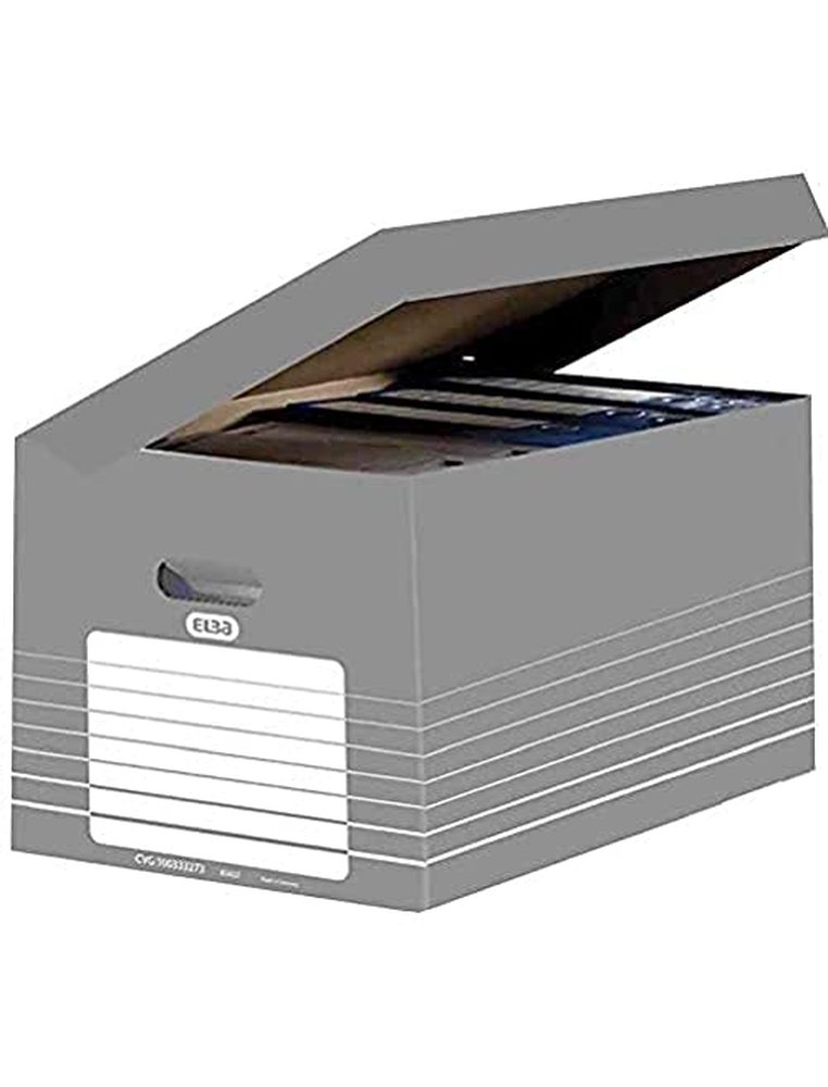 Boîte archives elba carton rigide 870x775mm système montage automatique ouverture dessus pour 4/5 boîtes dos 80/100mm