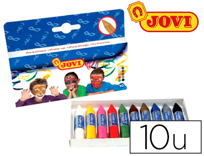 Bâtonnet maquillage jovi nettoyage eau savon coloris assortis coffret 10 unités 4g