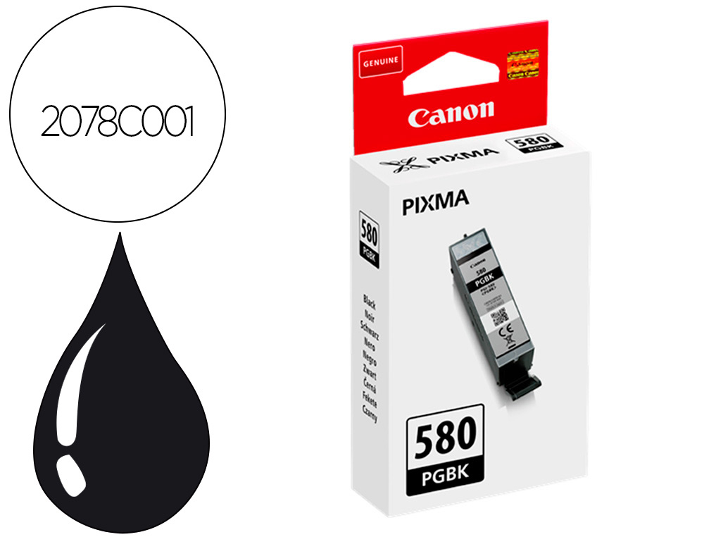 Cartouche d'encre original canon pgi-580 200 p noir