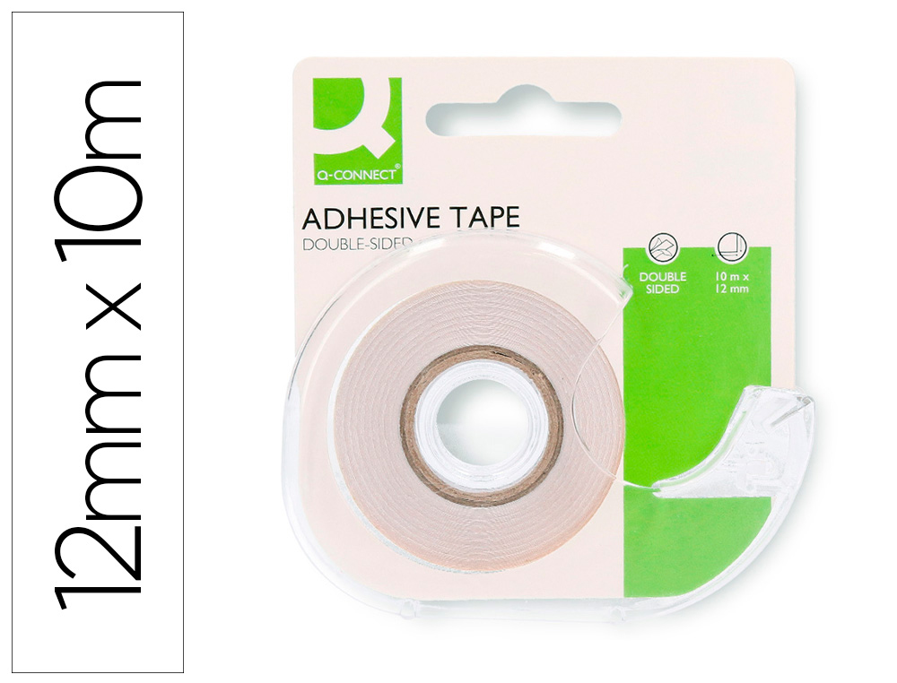 Ruban adhésif q-connect double face 10mx12mm avec dévidoir