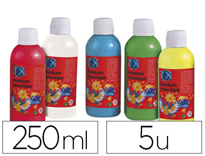Peinture à l'eau culture club repositionnable coloris assortis lot 5 flacons 250ml + 10 stylos applicateurs offerts