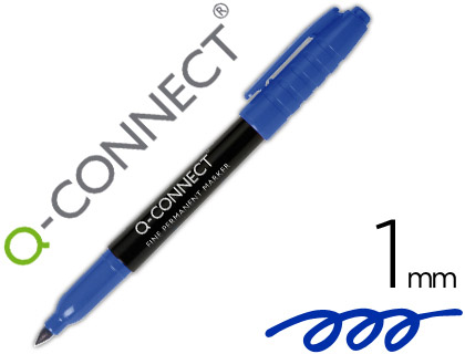 Marqueur q-connect cd-dvd pointe ronde écriture large 1mm encre indélebile séchage rapide base alcool couleur bleu