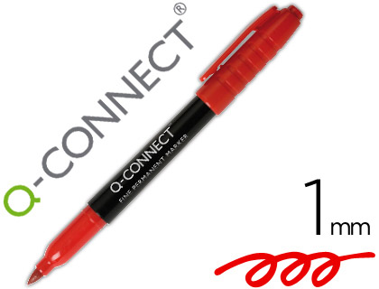 Marqueur q-connect cd-dvd pointe ronde écriture large 1mm encre indélebile séchage rapide base alcool couleur rouge