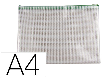 Pochette q-connect porte-documents pvc a4 ouverture supérieure avec fermeture éclair coloris vert