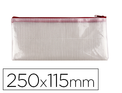 Pochette q-connect porte-documents pvc taille chèque ouverture supérieure avec fermeture éclair coloris rouge