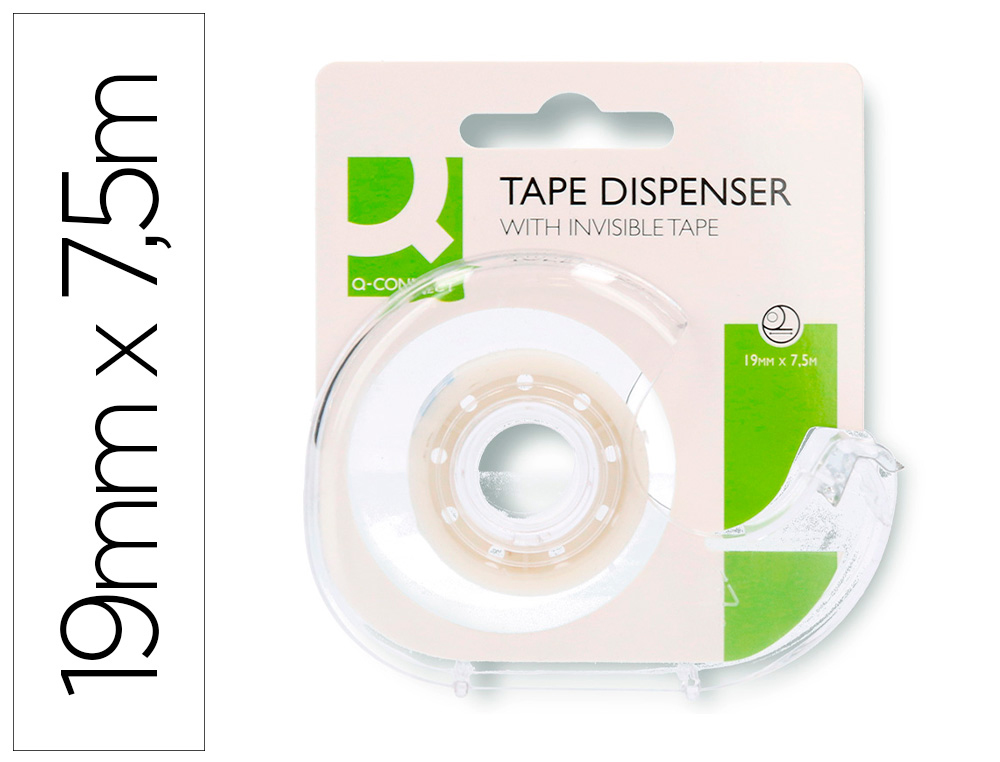 Ruban adhésif q-connect invisible 7.5mx19mm dévidoir