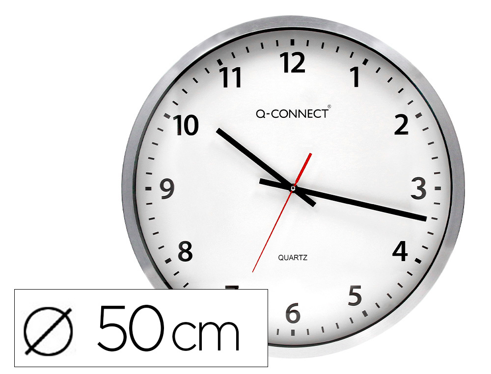 Horloge q-connect murale design actuel grande lisibilité 1 pile aa non fournie diamètre 60cm gris chromé