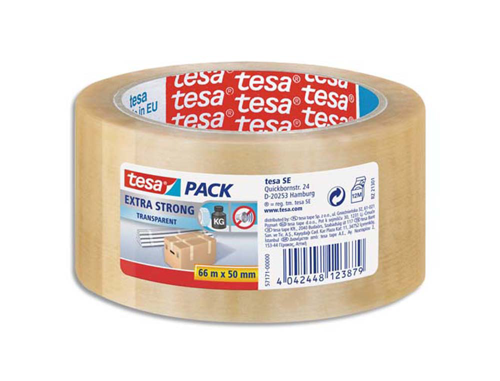 Ruban adhésif tesapack pvc emballage extra fort très résistant déchirement silencieux 50mmx66m transparent
