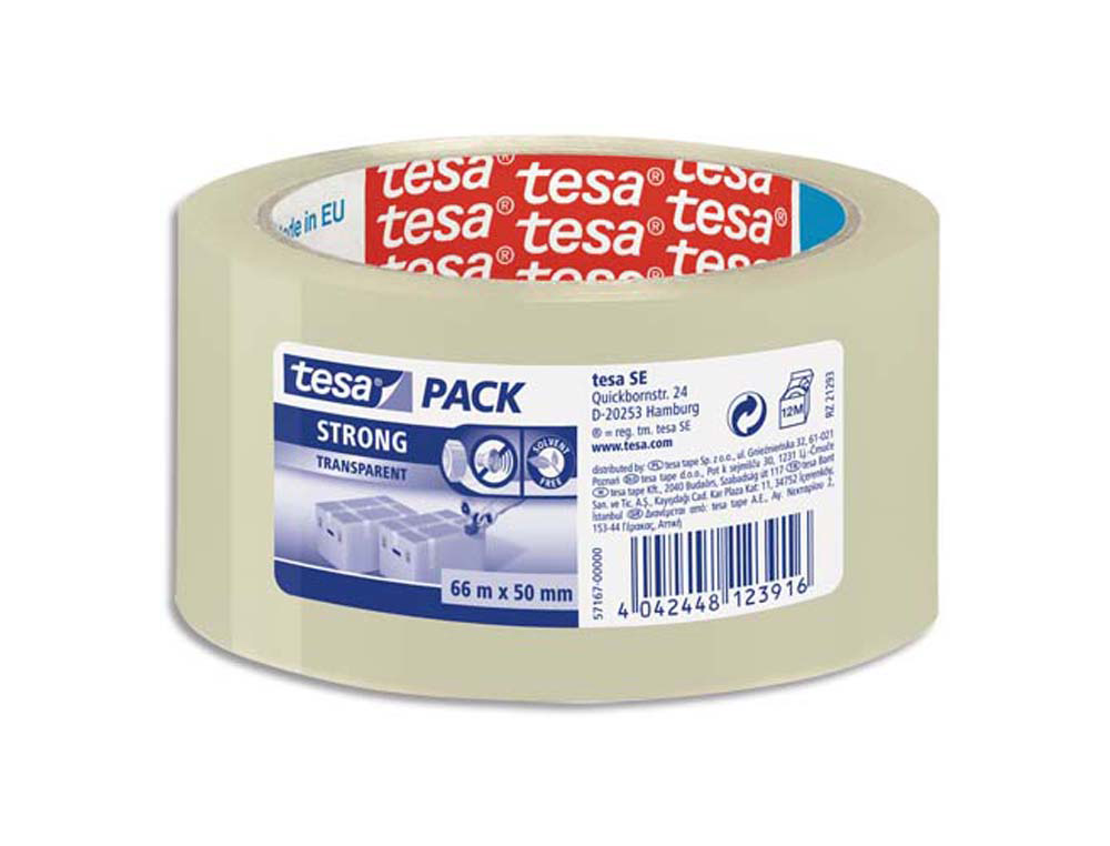 Ruban adhésif tesapack strong emballage polypropylène solide résistant déchirement silencieux 50mmx66m transparent