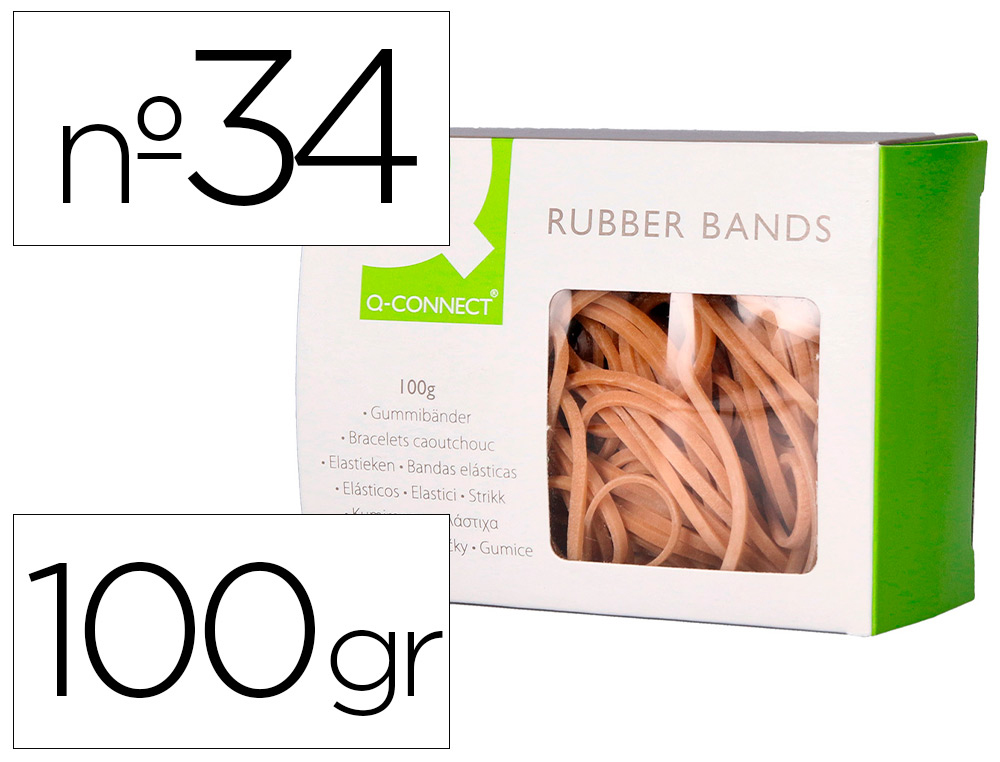 Bracelet caoutchouc q-connect n.10 100x3mm boîte fenêtre de 100g