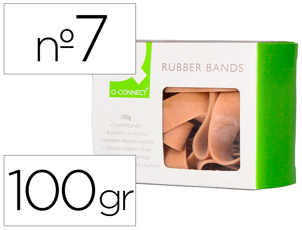 Bracelet caoutchouc q-connect n.7 70x5mm boîte fenêtre de 100g