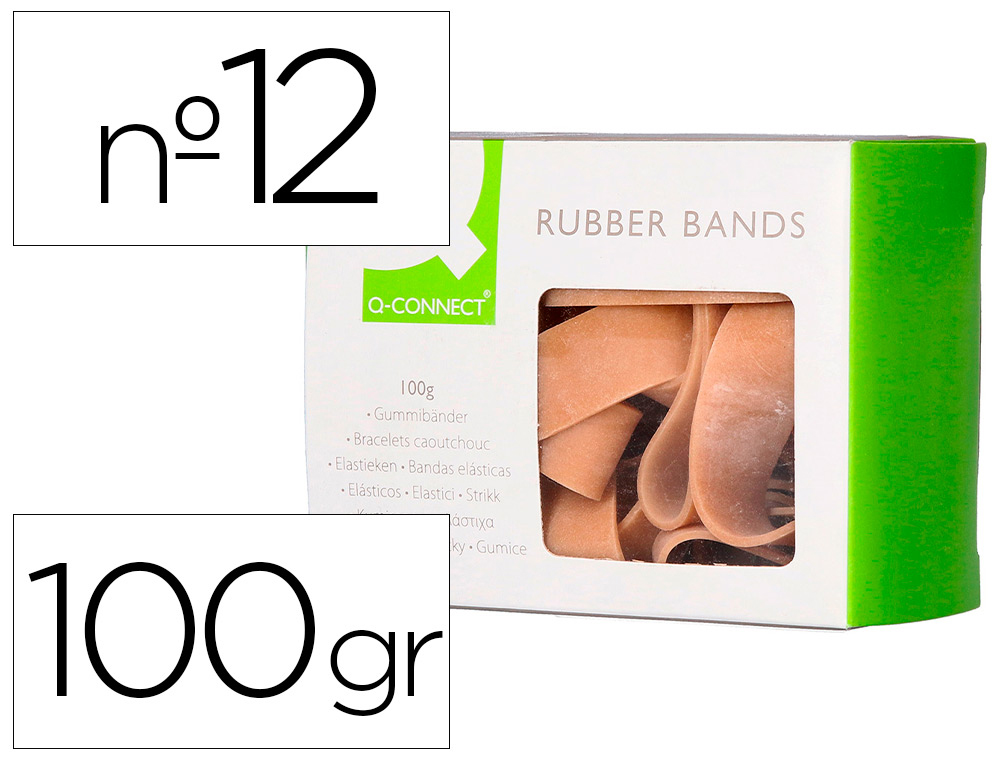 Bracelet caoutchouc q-connect n.12 120x10mm boîte fenêtre de 100g